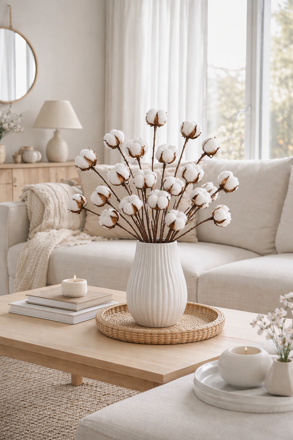 Branches de Coton Artificiel — Bouquet Bohème 20 Tiges