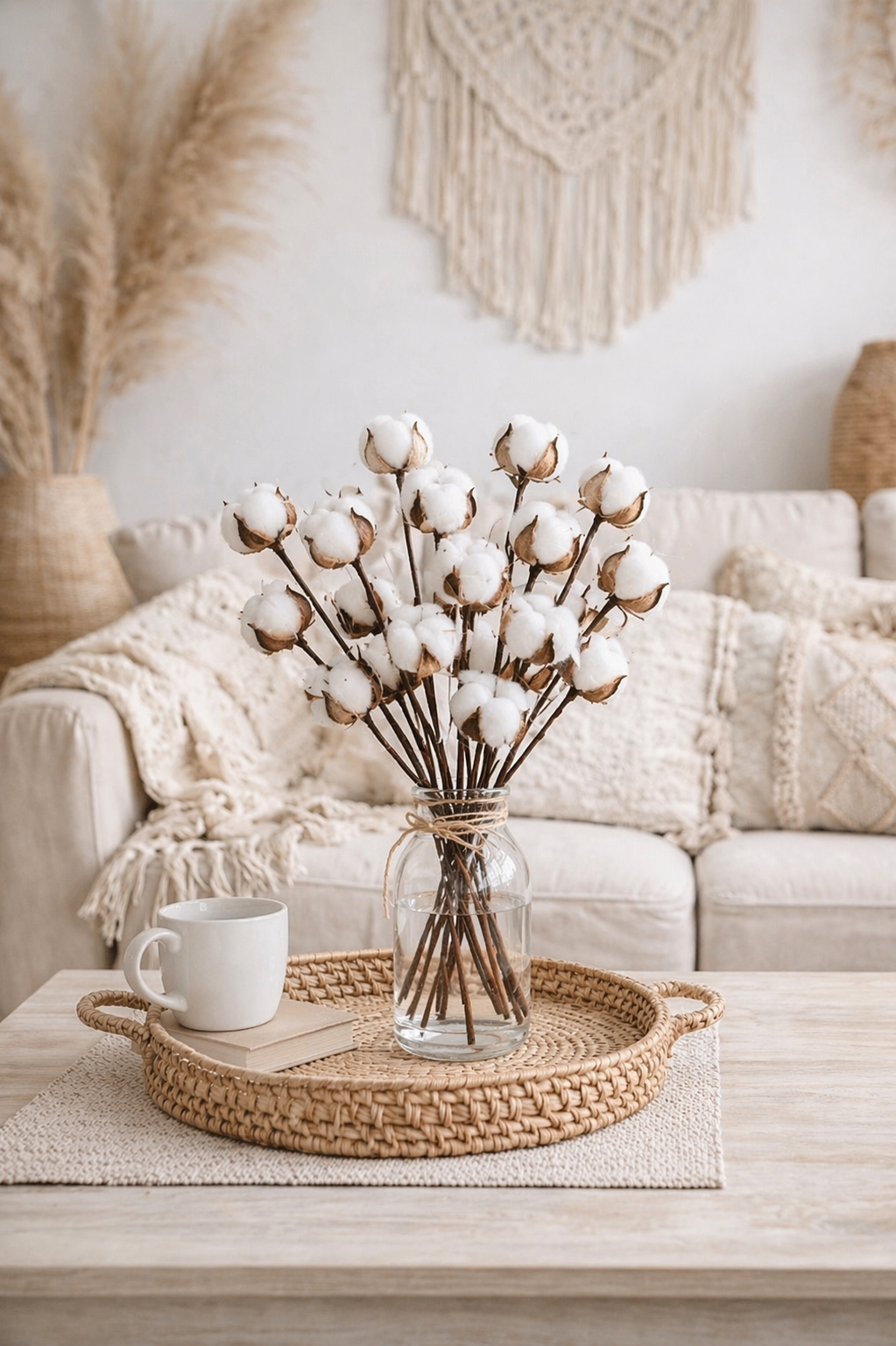 Branches de Coton Artificiel — Bouquet Bohème 20 Tiges
